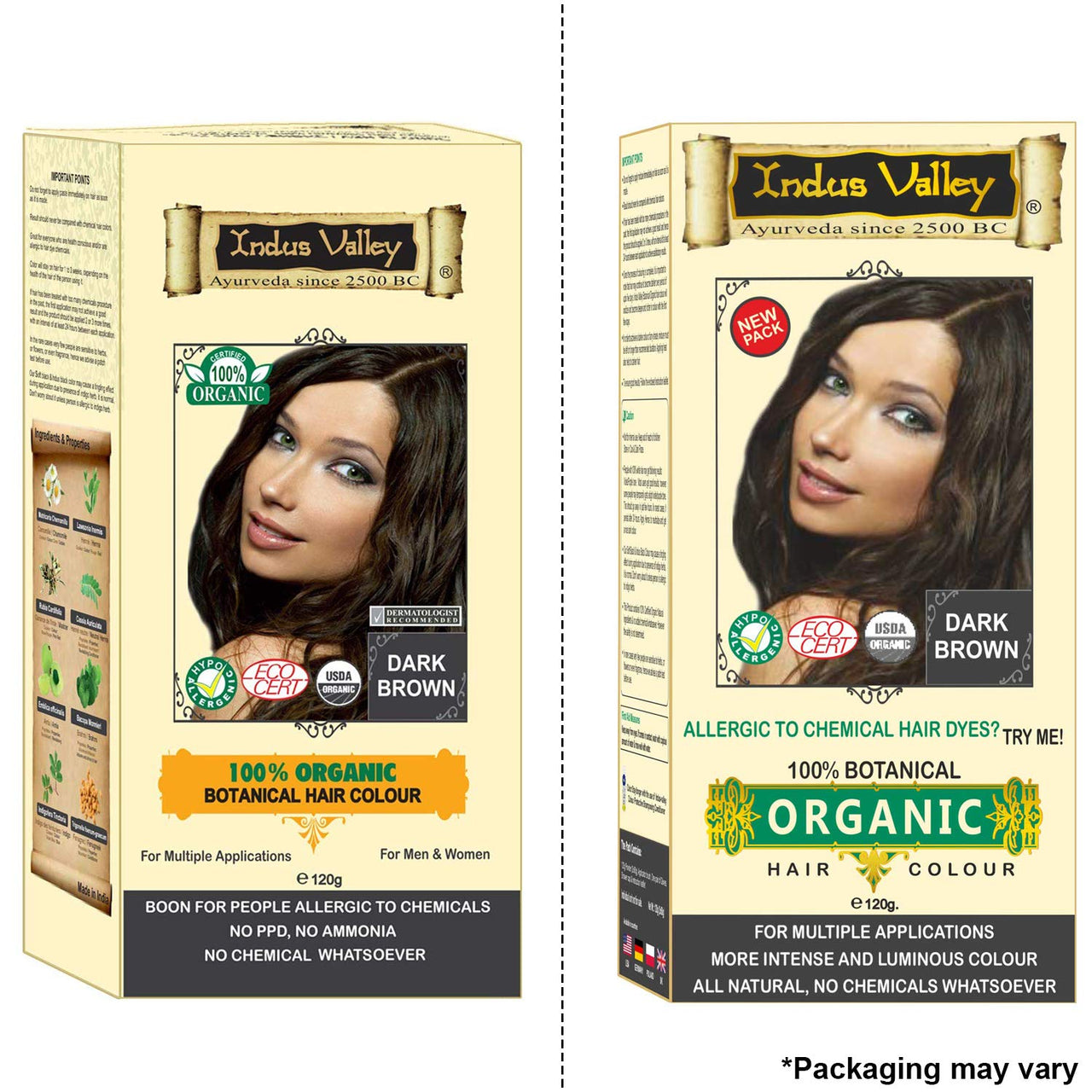 INDUS VALLEY 100% Botanical Dark Brown hair Color Dermatologist Recommended, Safe for Pregnent & Lactating Mother (120g)