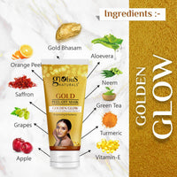 Globus Naturals Gold Peel Off Mask Enriched with Vitamin-E, For Golden Glow & Radiance, For Both Men & Women, Suitable For All Skin Types, 100g, Pack Of 3