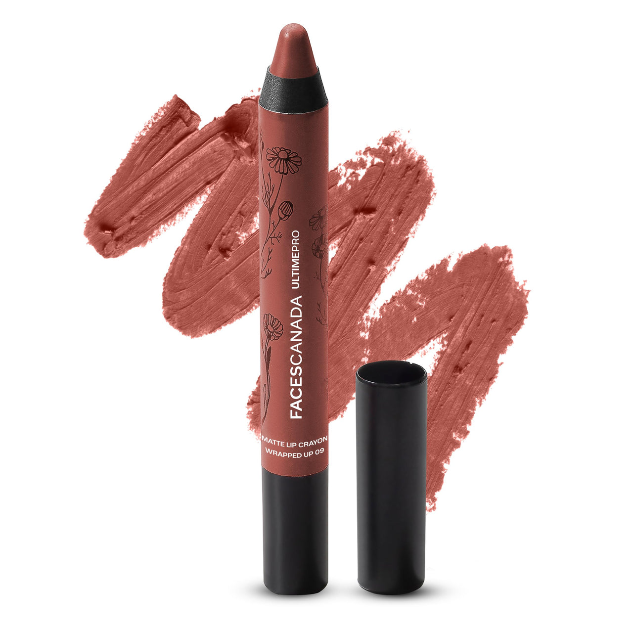 FACES CANADA Ultime Pro Matte Lip Crayon - Wrapped Up (Nude), 2.8g | 8HR Long Stay | Smooth Creamy Matte Texture | Intense Color in 1 Stroke | Hydrates With Chamomile & Cocoa Butter