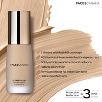 FACESCANADA Ultime Pro HD Runway Ready Liquid Full Coverage Foundation For All Skin Types - Natural,30Ml|Radiant Flawless Finish|Hd High Coverage|Blends Easily|Longwear|Natural Dewy Skin,Pack Of 1
