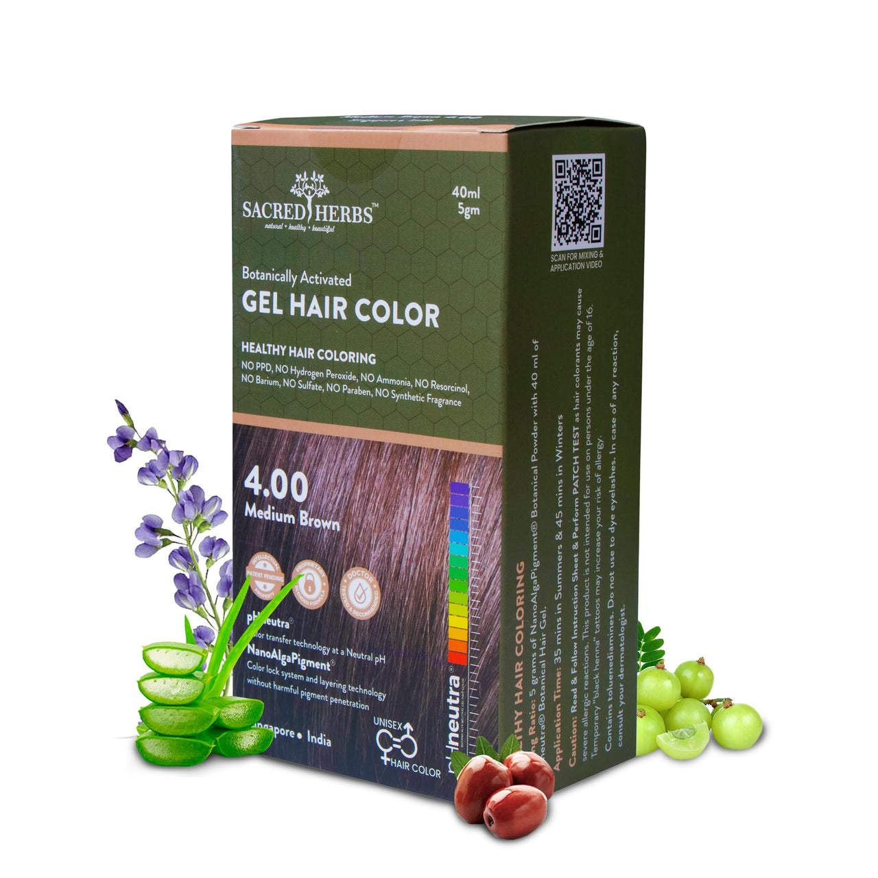 SACRED HERBS Natural Gel Hair Color for Men & Women | Ammonia & PPD Free |Organic Hair Color | Long Lasting Color with 100% Grey Coverage | pH Neutral | Value Pack (MEDIUM BROWN TRIAL PACK, 45 ML)