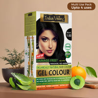 INDUS VALLEY Natural Damage Free Gel Black Colour With Colour Protection Shampoo (200 ml) + Hair Ultima Spa (175 ml)