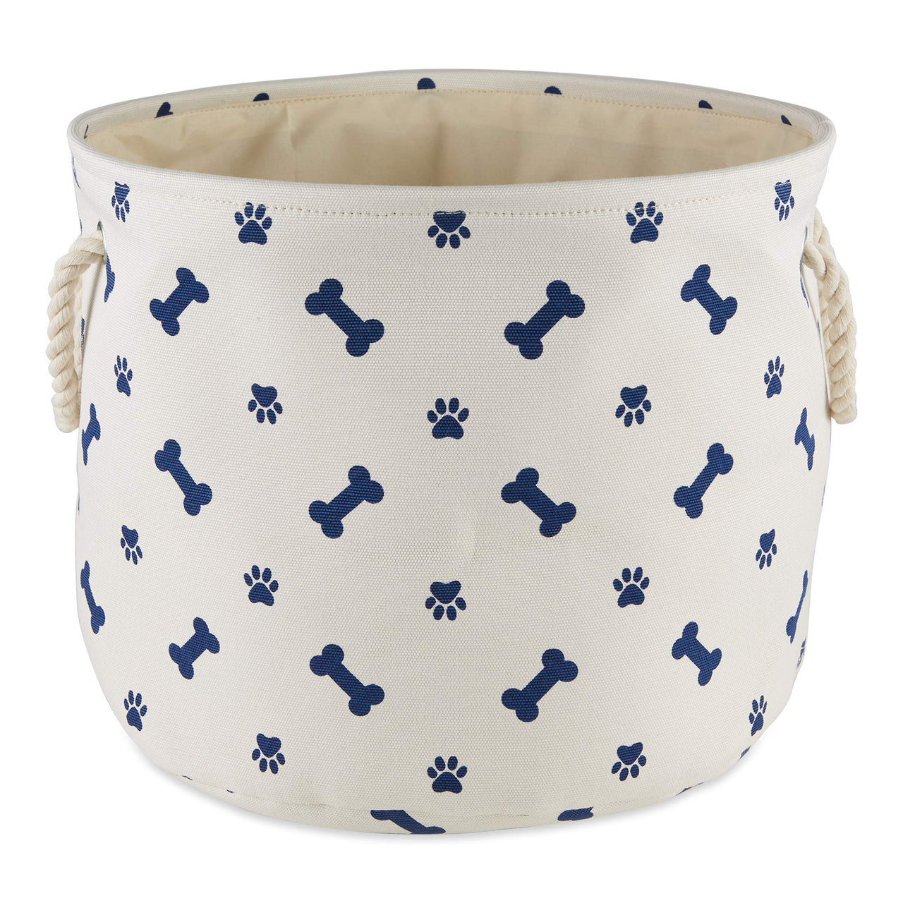 Bone Dry 5511 Pet Storage Collection Paw and Bone Print, Medium Round, Nautical Blue Medium Round, 12x15x15"