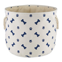 Bone Dry 5511 Pet Storage Collection Paw and Bone Print, Medium Round, Nautical Blue Medium Round, 12x15x15