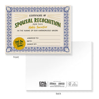 Em & Friends Spouse Recognition Wife/Husband Award Paper Certificate Note Pad & Funny Trophy Pad, 5.15 x 7-inches 5.15