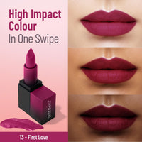 Swiss Beauty Hd Matte Pigmented Smudge Proof Lipstick | Creamy Matte Long Stay Lipstick | First Love, 3.4g