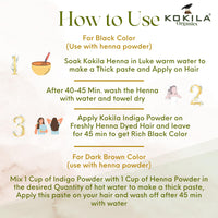 Kokila Indigo Powder 100% Naturals & Organic Hair Coloring, Protects hair from Damage, Dark Brown Color - 1 Box (2 Pouches - 100Gm each) 200Gm
