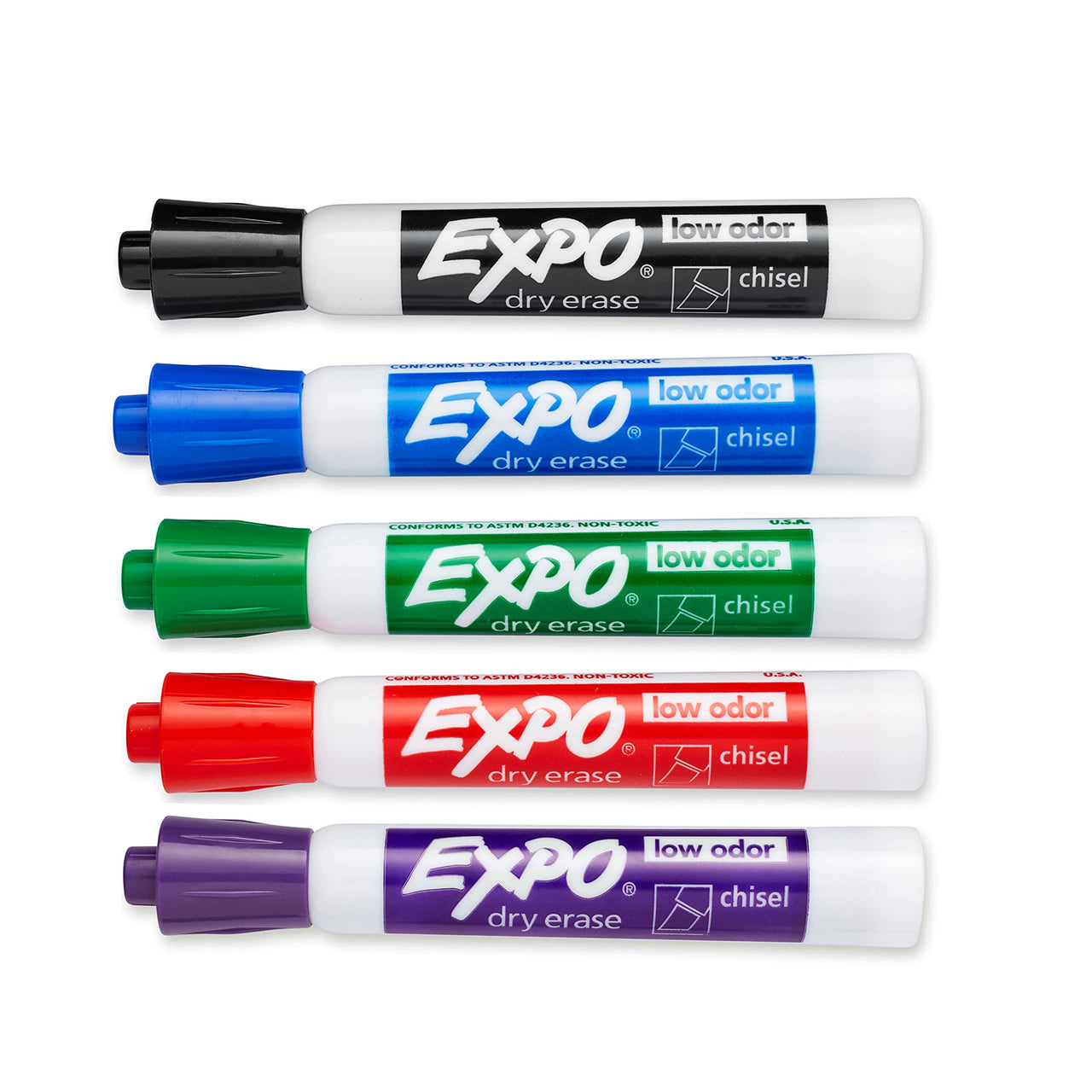 EXPO Low Odor Dry Erase Marker, Chisel Tip Markers, Whiteboard Markers, Assorted, 36 Count 36 Count (Pack of 1)
