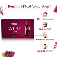 VCare Red Wine Bathing Bar/Soap for Body, Hand, Face 100 gm - Helps to Reduce Fine Lines and Wrinkles for Men and Women (Pack of 10)