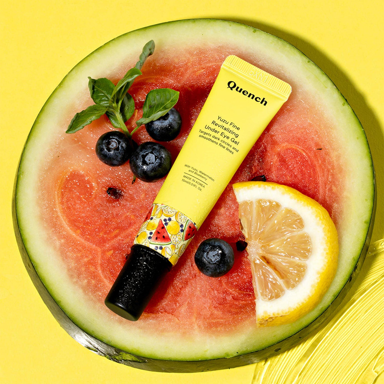 QUENCH BOTANICS Vitamin C Revitalizing Under Eye Gel with Yuzu Lemon Extracts | Instantly Brightens Under Eye | Reduces Dark Circles, Puffiness & Fine Lines | Made in Korea (15ml)