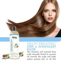 Rey Naturals Neem Oil, Coconut Oil & Castor Oil For Hair Growth, Soothing Scalp, Dandruff & Hairfall Control (Nariyal Oil), Cold Pressed Oil For Hair & Skin Care -200ml*2 | Virgin Unrefined Herbal Oil
