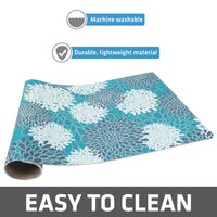 Drymate Pet Bowl Placemat, Dog & Cat Food Feeding Mat - Absorbent Fabric, Waterproof Backing, Slip-Resistant - Machine Washable/Durable (USA Made) (12” x 20”) (Indian Summer Turquoise & White 8) Small (12