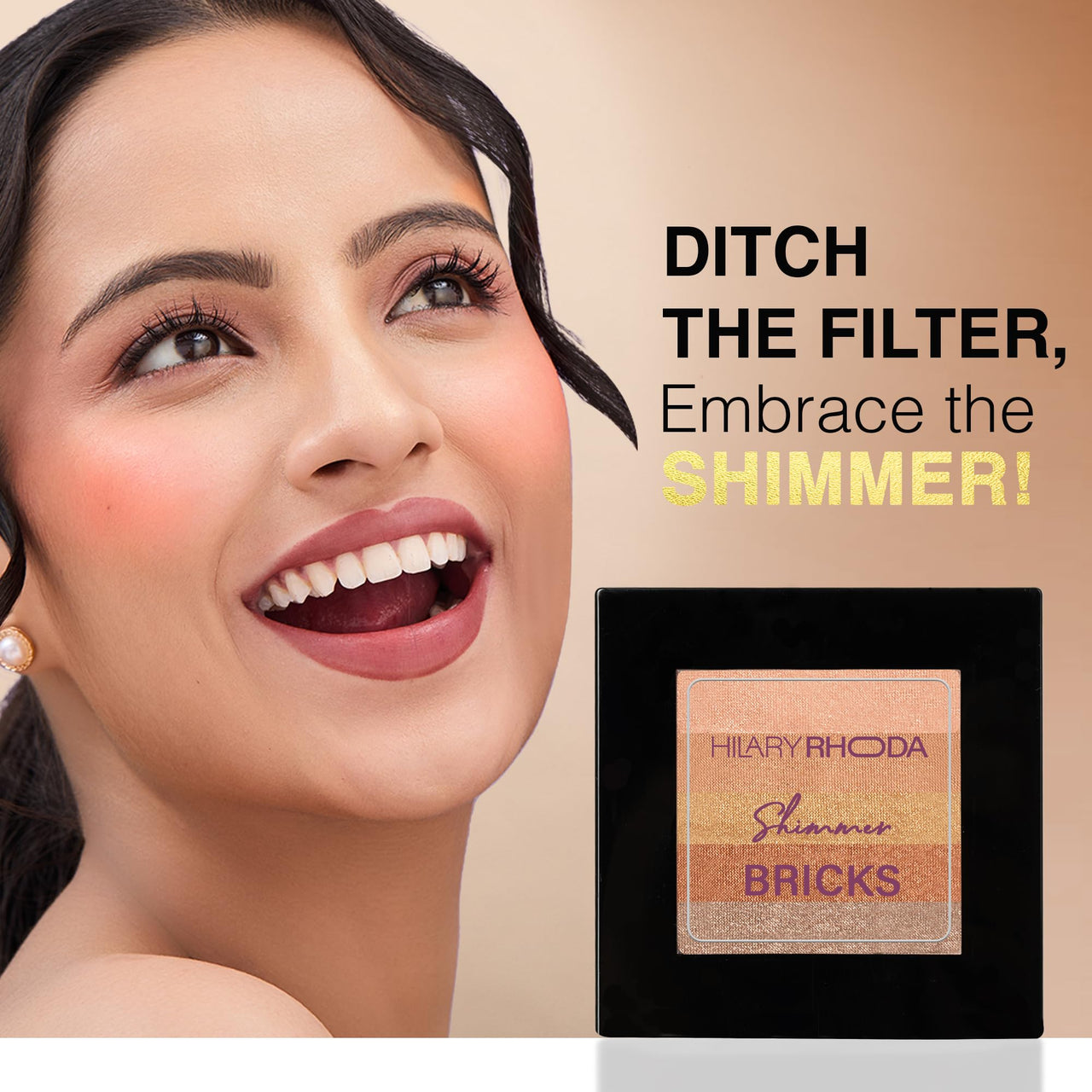 Hilary Rhoda Shimmer Bricks Highlighter Palette | Bronzers, Highlighters & Blushes | Highly Pigmented | Long Lasting & Illuminating Glow - 8.1g (Shade - 01)
