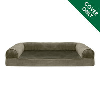 Furhaven Replacement Dog Bed Cover Faux Fur & Velvet Sofa-Style, Machine Washable - Dark Sage, Medium Cover Only 30.0