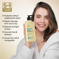 Botanic Hearth Defrizz & Repair Shampoo with Hydrolyzed Keratin & Peptides | Strengthens & Restores Hair |Repairs Damage & Adds Volume | Sulfate & Paraben Free, 473ml