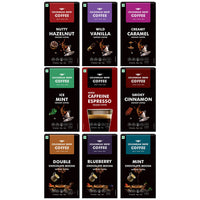 Colombian Brew Assorted, High Caffeine Espresso, Vanilla, Hazelnut, Caramel, Cinnamon, Double Chocolate, Blueberry, Mint Chocolate Mocha, Mint Instant Coffee Powder, 50g Each