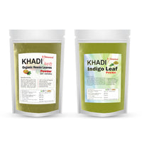 Khadi Omorose Indigo powder & Heena powder For Hair Natural Dye (100 Grams Each) | Total 200 grams | Pure And Natural