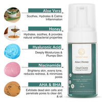 Nature’s Kinn Aloe, Honey Cloud Cleanse Foaming Facewash | Deep Cleansing & Hydrating | With Niacinamide, Hyaluronic Acid, AHA & BHA | Sulphate-Free, Paraben-Free | 100ml