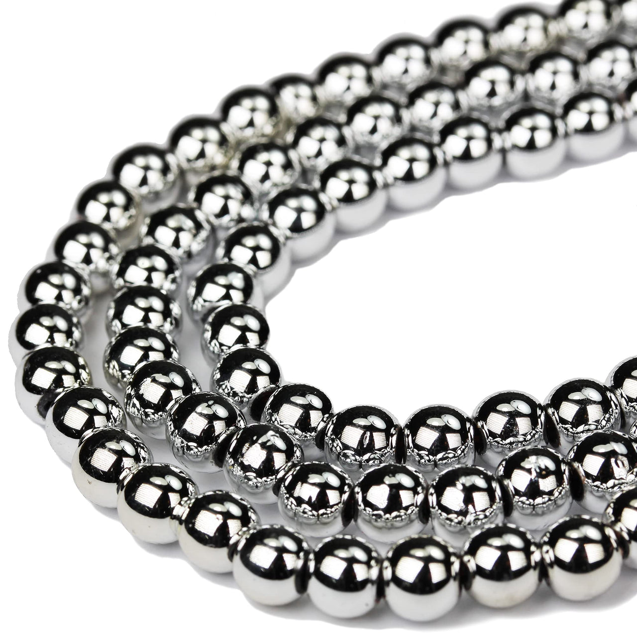 Hematite Stone Beads for Making Jewelry Energy Healing Crystals Jewelry Chakra Crystal Jewerly Beading Supplies Colored Silver Hematite 8mm 15.5inch About 46-48Beads