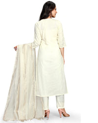 Rajnandini Women's  Pure Cambric Cotton Embroidered Kurta Set With Dupatta