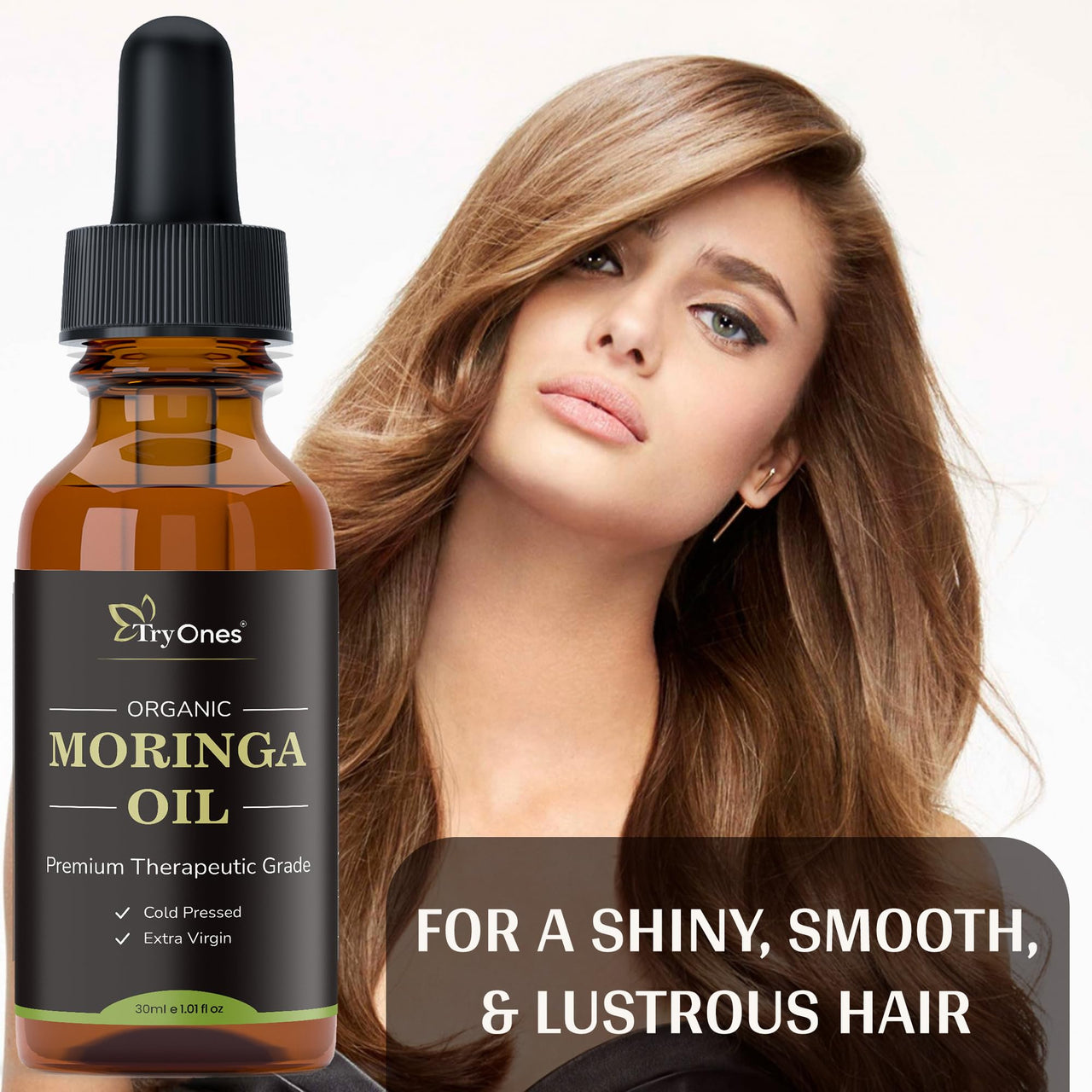 TryOnes Professional Hair Serum for Frizzy Hair||Serum for Women & Men||All Hair Types for Frizz-free, Smooth & Glossy Hair||Moringa Hair Serum_30ML