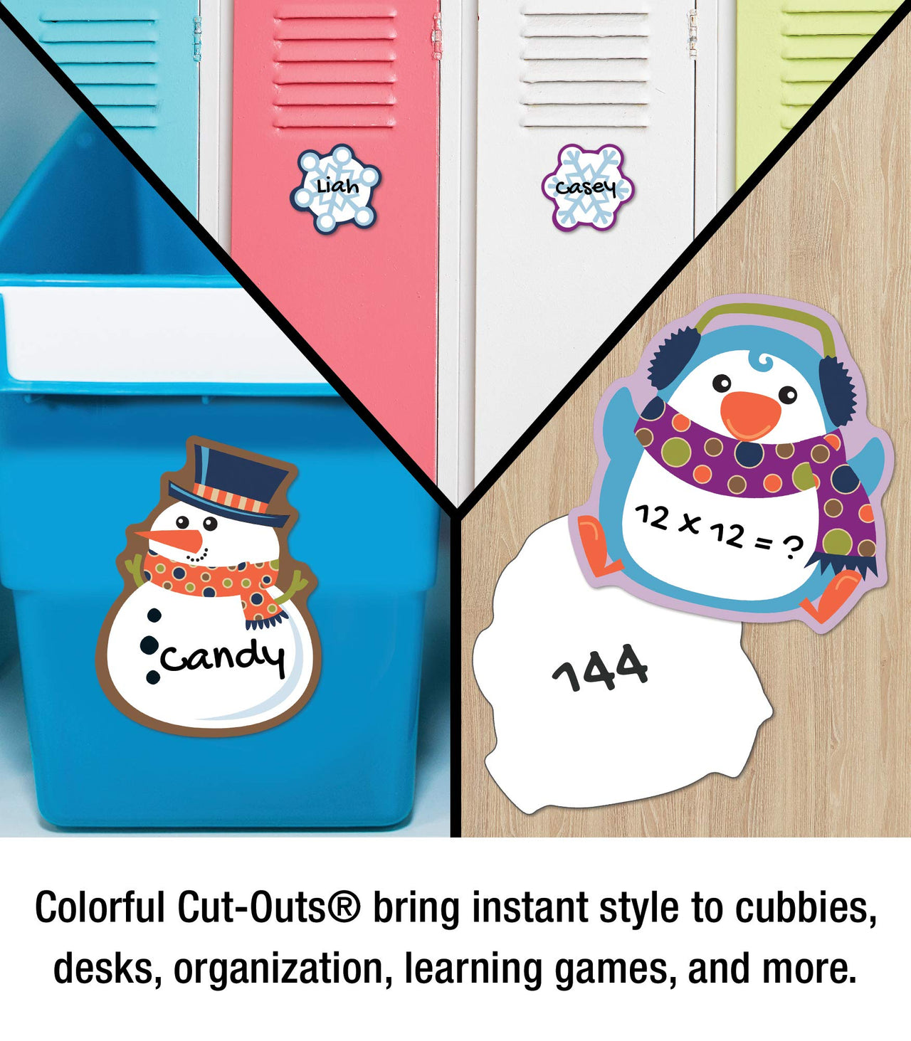 Carson Dellosa 36-Piece Winter Bulletin Board Cutouts, Snowman, Penguin & Snowflakes Cutouts for Bulletin Board, Snowman Classroom Cutouts, Winter Classroom Décor Winter Mix