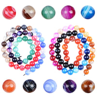 Massive Beads 100PCS 8MM Natural Crystal Beads Stripe Agate Gemstone Round Loose Energy Healing Beads with Free Crystal Stretch Cord for Jewelry Making (Stripe Agate, 8MM)