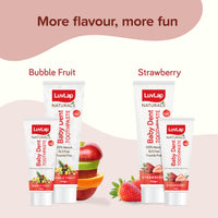 LuvLap Naturals 100% Natural Baby Toothpaste 100g, Bubble Fruit Flavour, SLS & Fluoride Free Kids Toothpaste, Removes Plaque, Prevents Bacteria, Ensures White Teeth, Neutral pH, 12M+(Pack of 2)
