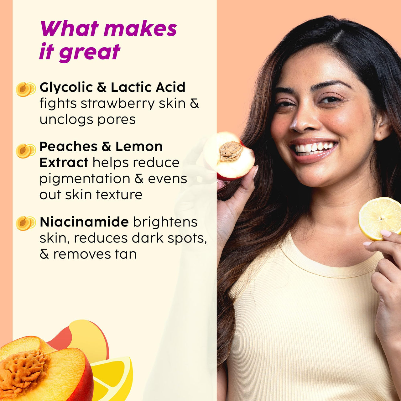 PLIX - THE PLANT FIX Peaches & Lemon Detan Bump Eraser Scrub (200g) | Removes Tan & Restores Skin’s Moisture, Reduces Dark Spots, Uneven Skin Tone, & Reveals Softer Smoother Skin