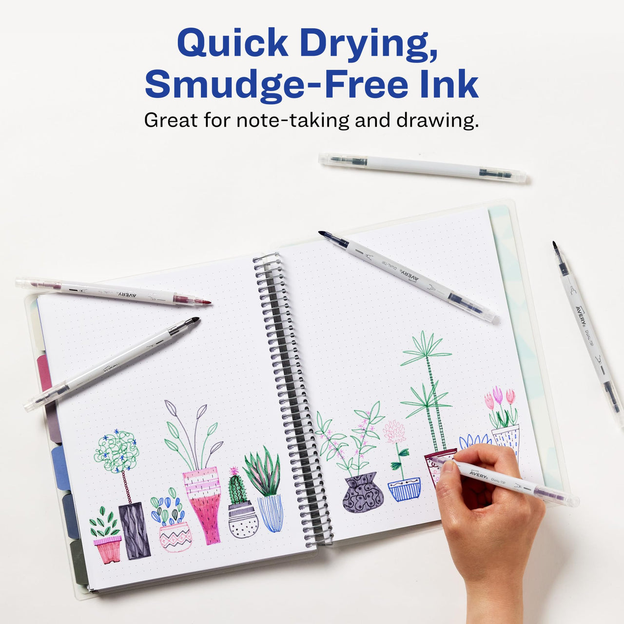 AVERY Dual Tip Markers, Fine Tip Marker and Chisel Tip Marker, Quick-Drying Water-Based Markers, Muted Neutral Colors, Ideal Planner Markers and Journal Markers, 6-Pack (25003) 6 Pack