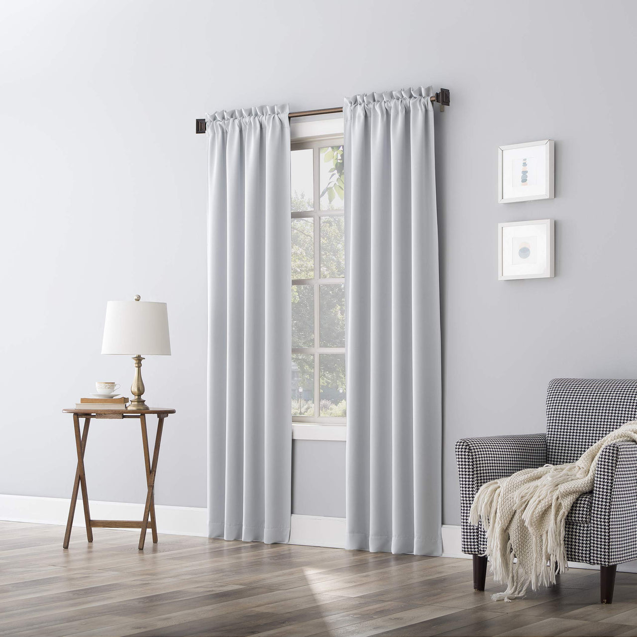 Sun Zero Easton Energy Saving Blackout Rod Pocket Curtain Panel, 40" x 63", Dove White