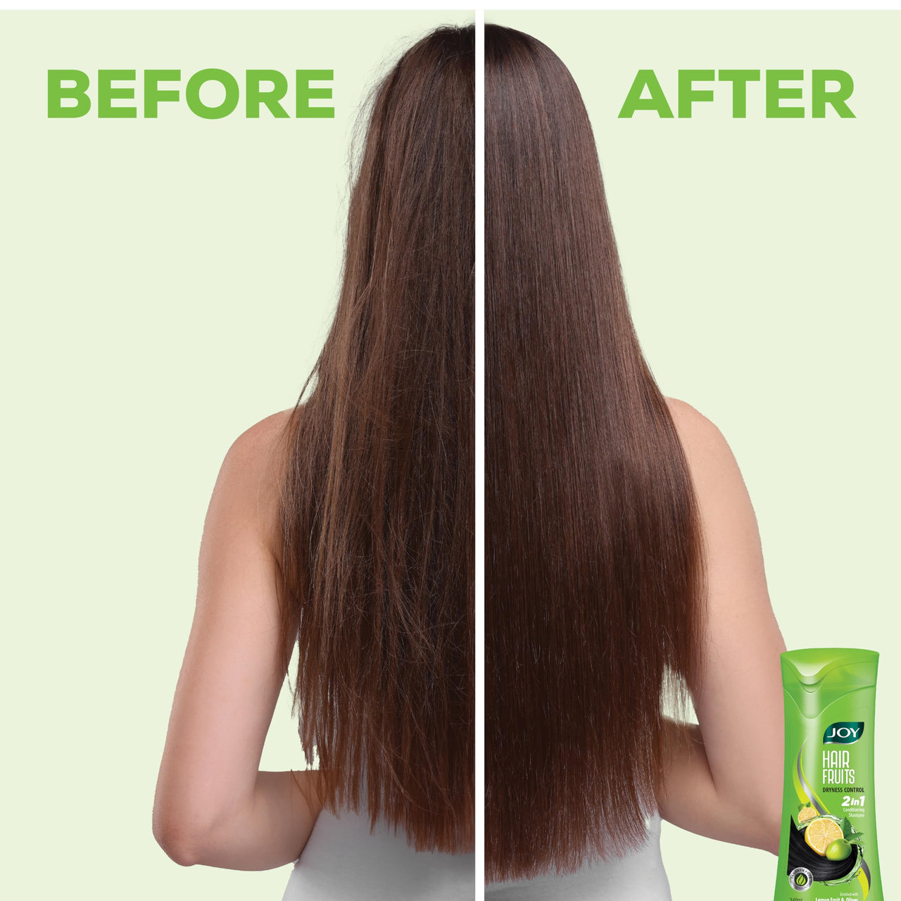 Joy Lemon & Olives Hair Dryness Control Conditioning Shampoo (340ml x 2) | For Dry & Frizzy Hair | Makes Hair Smooth & Shiny | For Men & Women
