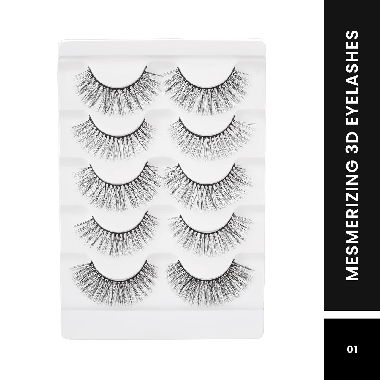 Swiss Beauty Cruelty-Free 3D Eyelashes - Pack of 10 False Eyelashes | Volumising Eye Lashes | Lengthening Eye Lashes | Lightweight Eyelashes | Shade - Black 02, Set of 5