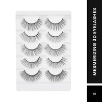 Swiss Beauty Cruelty-Free 3D Eyelashes - Pack of 10 False Eyelashes | Volumising Eye Lashes | Lengthening Eye Lashes | Lightweight Eyelashes | Shade - Black 02, Set of 5