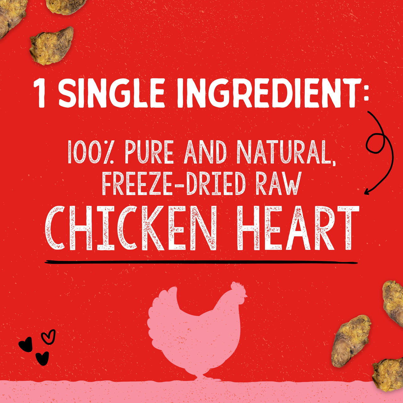 Stella & Chewy's  Freeze-Dried Raw Single Ingredient Chicken Hearts Dog Treats, 3 oz. Bag 3 Ounce (Pack of 1)