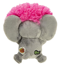 goDog Crazy Hairs Elephant Silent Squeak Plush Dog Toy, Chew Guard Technology - Gray, Small Crazy Hairs Elephant (Gray)