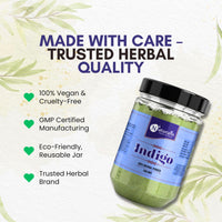 Naturalis Indigo Powder for Hair Black | Indigo Powder 200 Grams - Natural Hair Colouring | No Added Colors - Plant Based Hair Color Leaf | Vibrant & Nourishing