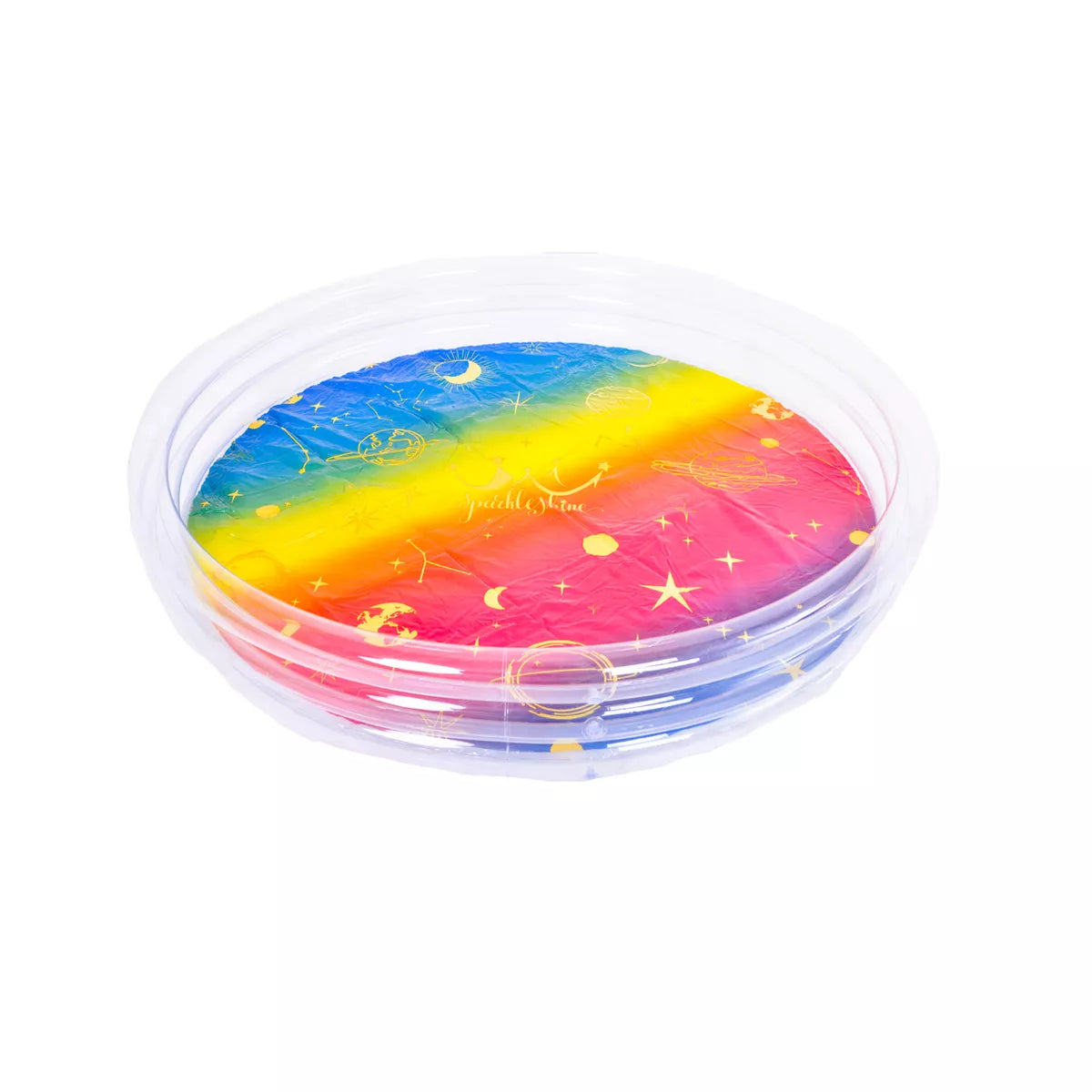 Pool Central 61.5" Inflatable round 3 Ring Rainbow Celestial Kiddie Swimming Pool