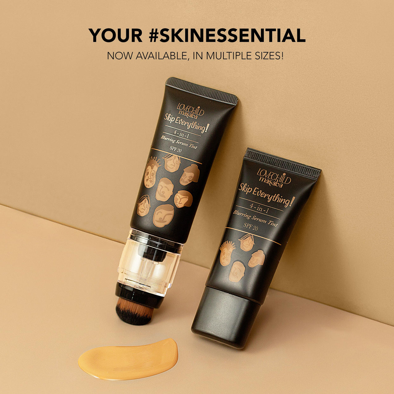 LoveChild Masaba Skip Everything 4-in-1 Blurring Serum Skin Tint, Primer, Moisturizer, Sunscreen & Foundation in One, Seamless Coverage With SPF 20, Lonely Lioness (Natural Buff) 30ml
