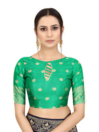SATYAM WEAVES Women's  Banarasi Cotton Silk Saree With Blouse Piece