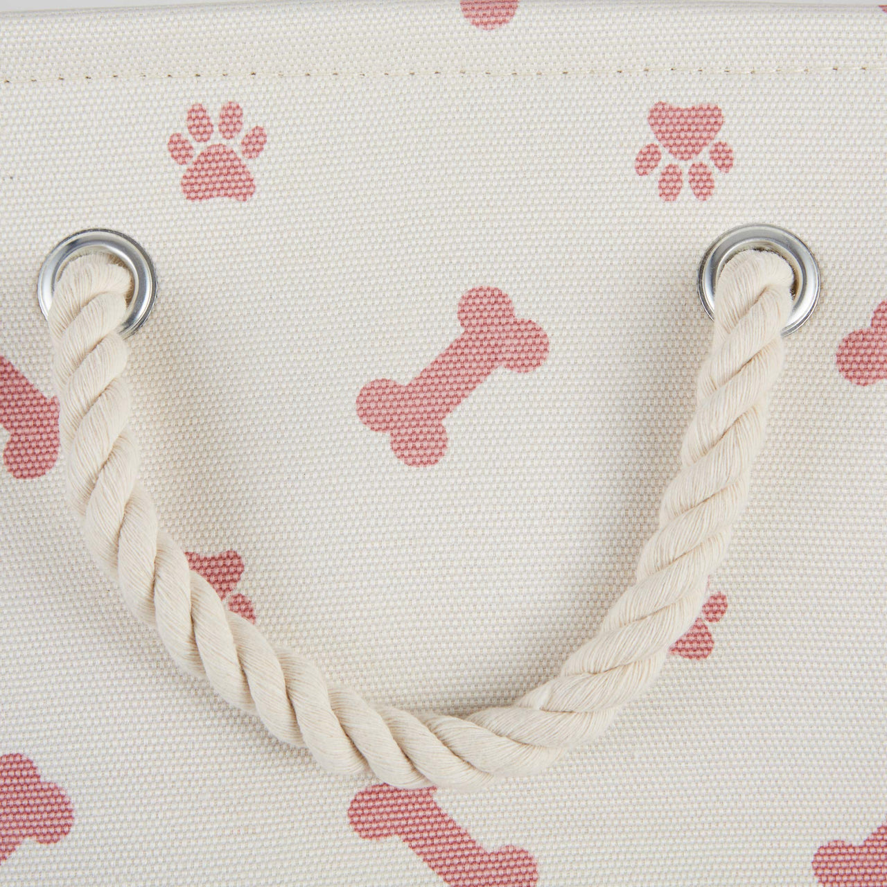 Bone Dry Pet Storage Collection Paw and Bone Print, Large Rectangle, 17.5x12x15", Rose
