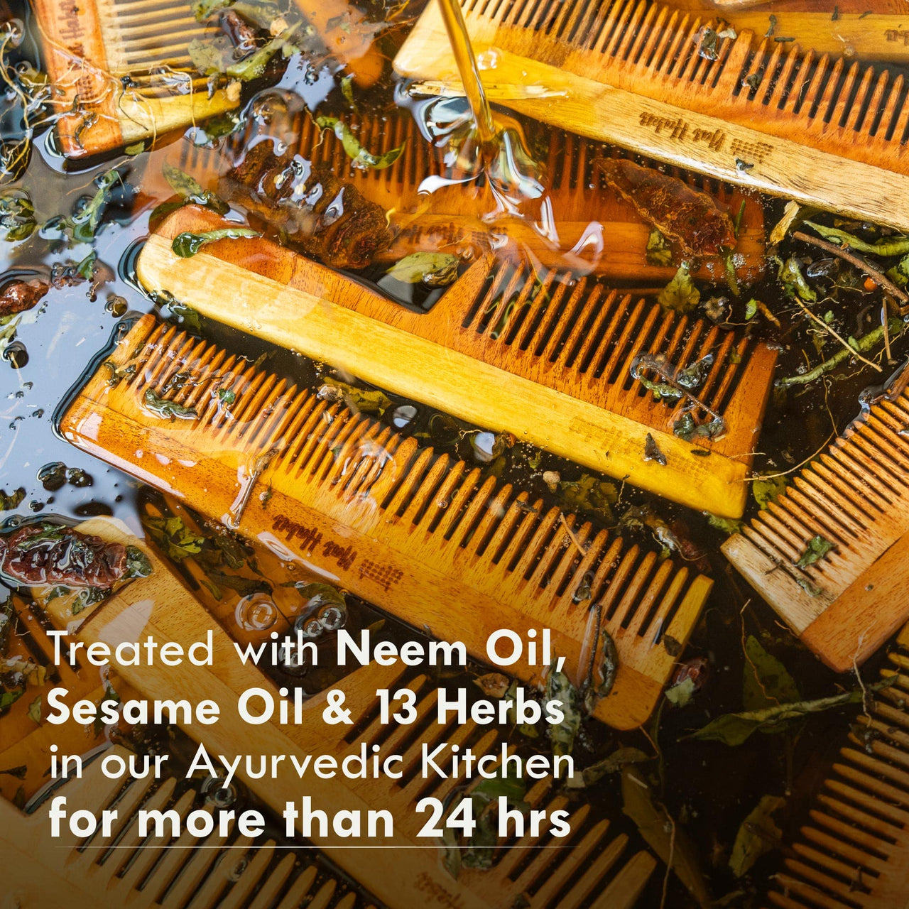 Nat Habit - Kacchi Neem Wooden Comb - Soaked In 17 Herbs Neem & Sesame Oil For Multi-Actions - Deta,Nat Habit Kacchi Neem Wooden Comb - Soaked In 17 Herbs, Neem & Sesame Oil For Multi-Actions - Detan