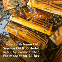 Nat Habit - Kacchi Neem Wooden Comb - Soaked In 17 Herbs Neem & Sesame Oil For Multi-Actions - Deta,Nat Habit Kacchi Neem Wooden Comb - Soaked In 17 Herbs, Neem & Sesame Oil For Multi-Actions - Detan