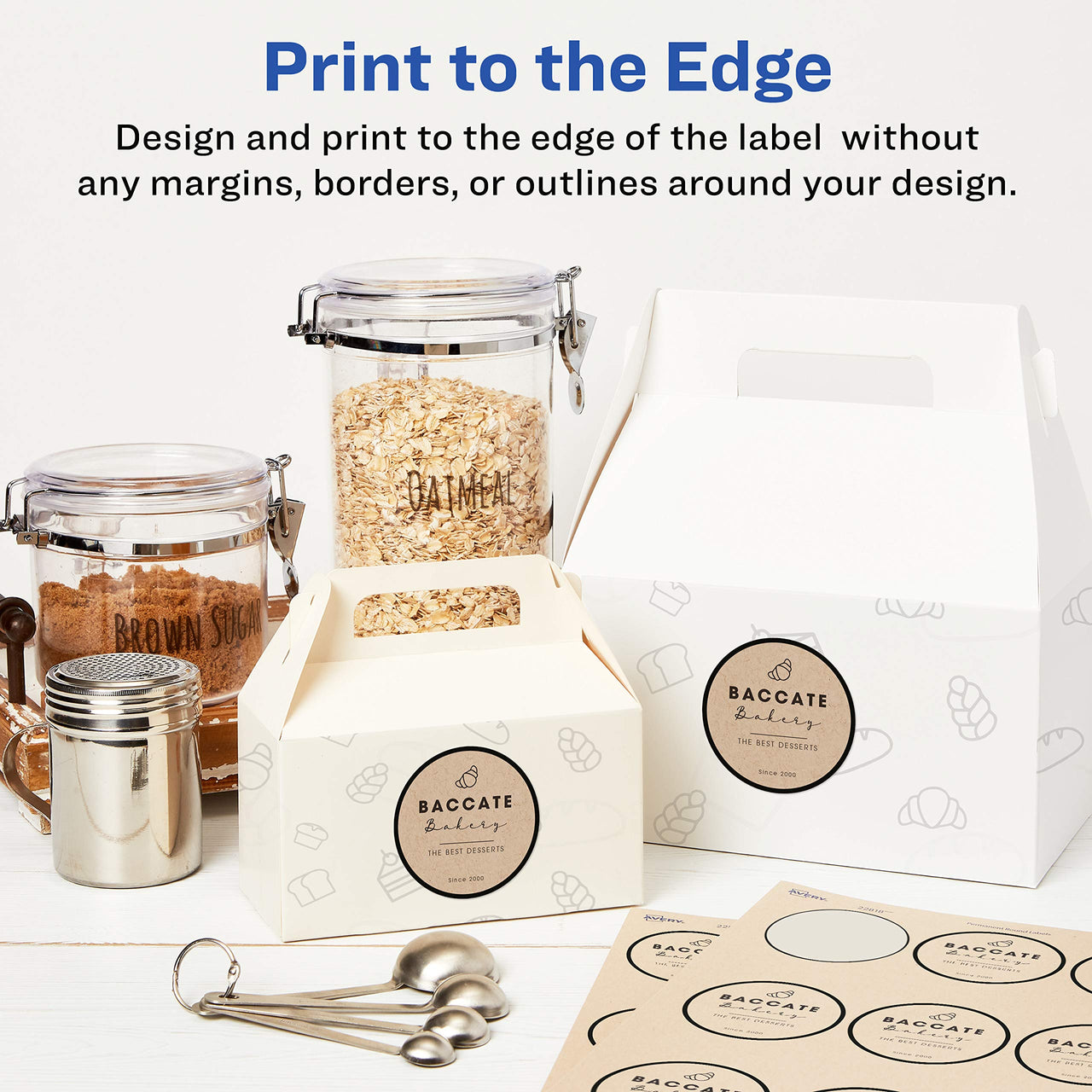 Avery Kraft Brown Round Labels with Sure Feed Technology, 2.5" Diameter, Print to The Edge, Laser/Inkjet Printable Labels, 225 Total (22808) 225 labels