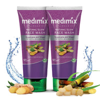 Medimix Ayurvedic Natural Glow Face Wash for youthful and glowing skin | With Sugarcane and Ginger | 100 ml (Pack of 2)