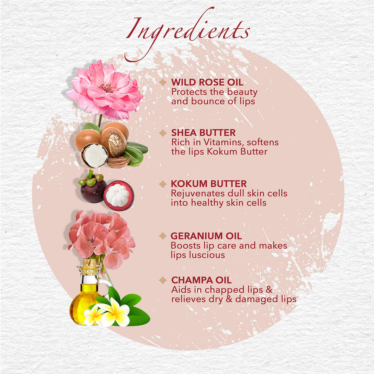 Khadi Essentials Wild Rose Lip Balm with Vitamin E & SPF 20 For Dry & Chapped Lips - 5gm