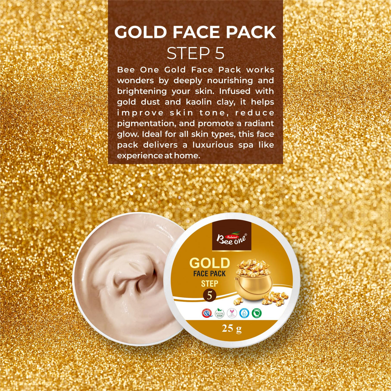 BEE ONE GOLD FACIAL KIT 125 GMS All Skin Types Skin For Women Prevents from Anti Aging Glowing Skin