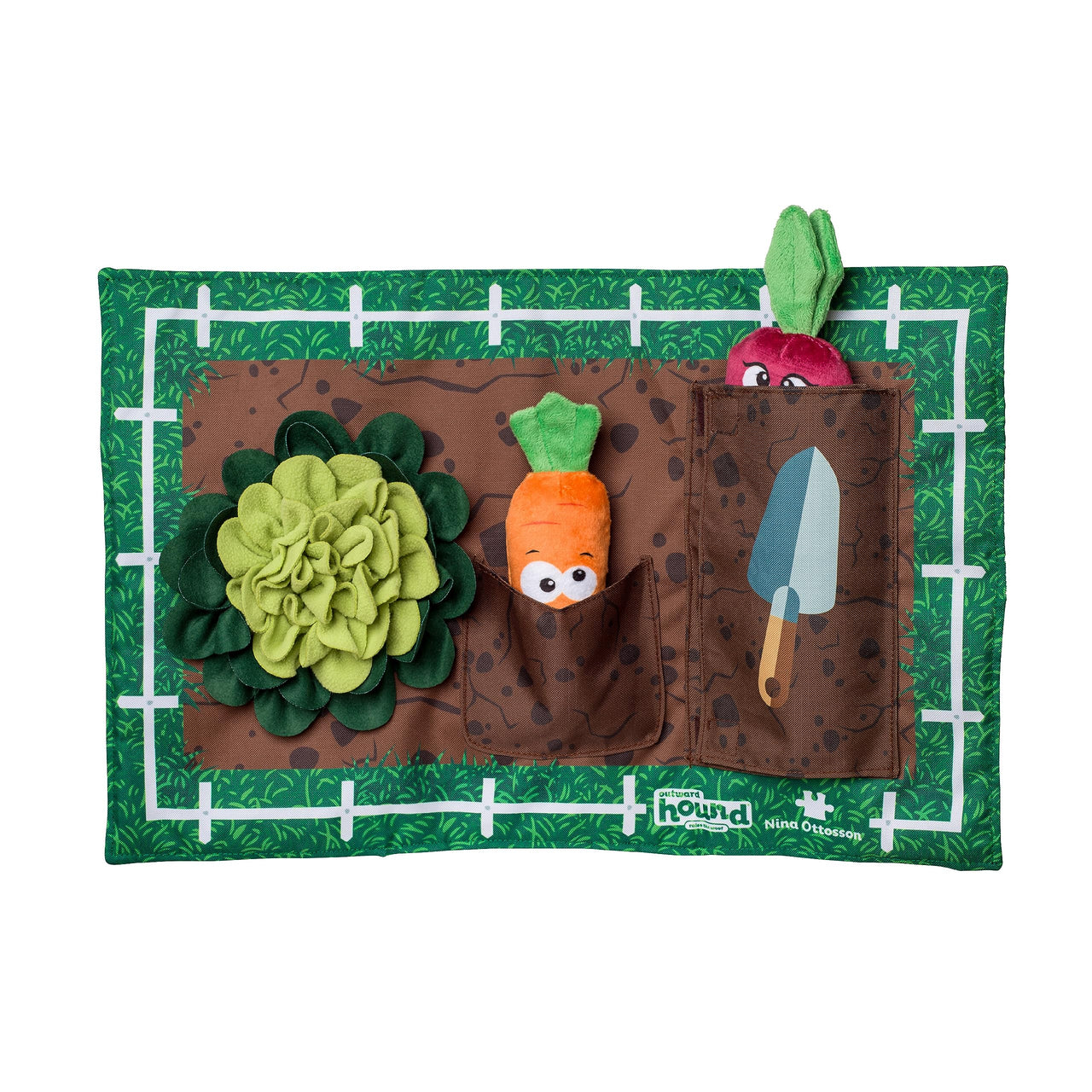 Outward Hound Nina Ottosson Activity Matz Garden Game Plush Dog Puzzle Mat Dog Enrichment Dog Toy, Level 2 Intermediate, Multicolored Level 2 (Intermediate) Level 2 (Intermediate)