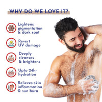 Mannlich De-Tan & Detox Body Wash (300 ml) | 2% Kojic Acid Body Wash for Pigmentation, Tan Removal, Deep Cleansing & Brightening with Multivitamin - Helps Improve Skin Appearance, Hydrates & Nourishes, Suitable for All Skin Types - Paraben & SLS Free