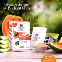 Ayouthveda Papaya and Aloe Vera Face Pack Powder for Glowing & Rejuvenating Skin | Removes Blemish & Wrinkle & Promotes Skin Health | Suitable for all skin Type (10g X 8 Sachets) (Pack of 1)